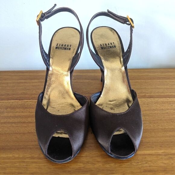 Stuart Weitzman Satin Peep Toe Jewel Heel Whimsigoth Fairycore Glam Feminine 6 - Picture 1 of 11
